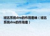域名系統(tǒng)dns的作用是啥（域名系統(tǒng)dns的作用是）