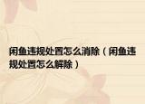 閑魚(yú)違規(guī)處置怎么消除（閑魚(yú)違規(guī)處置怎么解除）