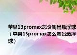蘋果13promax怎么調(diào)出懸浮球（蘋果13promax怎么調(diào)出懸浮球）