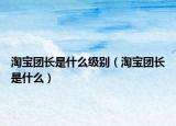 淘寶團長是什么級別（淘寶團長是什么）