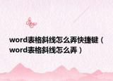 word表格斜線怎么弄快捷鍵（word表格斜線怎么弄）