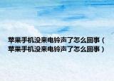 蘋果手機(jī)沒來電鈴聲了怎么回事（蘋果手機(jī)沒來電鈴聲了怎么回事）