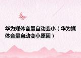 華為媒體音量自動變小（華為媒體音量自動變小原因）