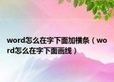 word怎么在字下面加橫條（word怎么在字下面畫線）