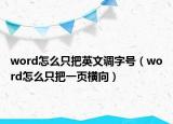 word怎么只把英文調(diào)字號(hào)（word怎么只把一頁(yè)橫向）