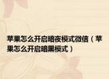 蘋果怎么開啟暗夜模式微信（蘋果怎么開啟暗黑模式）