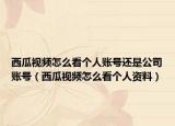 西瓜視頻怎么看個人賬號還是公司賬號（西瓜視頻怎么看個人資料）