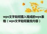 wps文字如何插入現(xiàn)成的wps表格（wps文字如何查找內(nèi)容）