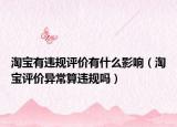 淘寶有違規(guī)評價(jià)有什么影響（淘寶評價(jià)異常算違規(guī)嗎）