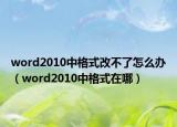 word2010中格式改不了怎么辦（word2010中格式在哪）
