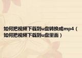 如何把視頻下載到u盤轉(zhuǎn)換成mp4（如何把視頻下載到u盤里面）