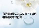 微信橫屏模式怎么沒有了（微信橫屏模式怎樣打開）