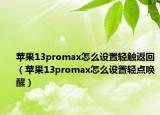 蘋果13promax怎么設(shè)置輕觸返回（蘋果13promax怎么設(shè)置輕點(diǎn)喚醒）