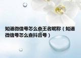 知道微信號怎么查王者昵稱（知道微信號怎么查抖音號）