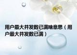 用戶最大并發(fā)數已滿啥意思（用戶最大并發(fā)數已滿）