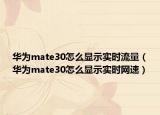 華為mate30怎么顯示實時流量（華為mate30怎么顯示實時網(wǎng)速）