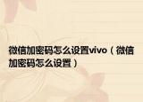 微信加密碼怎么設(shè)置vivo（微信加密碼怎么設(shè)置）