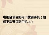 電視臺(tái)節(jié)目如何下載到手機(jī)（如何下載節(jié)目到手機(jī)上）