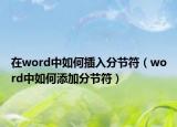 在word中如何插入分節(jié)符（word中如何添加分節(jié)符）