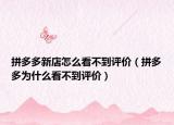 拼多多新店怎么看不到評(píng)價(jià)（拼多多為什么看不到評(píng)價(jià)）