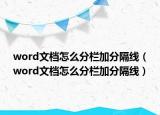 word文檔怎么分欄加分隔線（word文檔怎么分欄加分隔線）