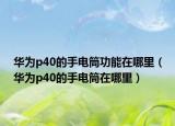 華為p40的手電筒功能在哪里（華為p40的手電筒在哪里）