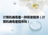 計算機病毒是一種惡意程序（計算機病毒是程序嗎）