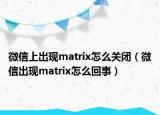 微信上出現(xiàn)matrix怎么關(guān)閉（微信出現(xiàn)matrix怎么回事）