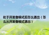 處于開發(fā)者模式后怎么退出（怎么從開發(fā)者模式退出）