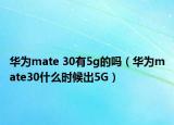 華為mate 30有5g的嗎（華為mate30什么時候出5G）