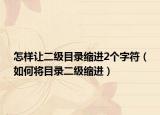 怎樣讓二級目錄縮進(jìn)2個字符（如何將目錄二級縮進(jìn)）