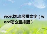 word怎么豎排文字（word怎么豎排版）