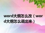 word大綱怎么改（word大綱怎么調(diào)出來）