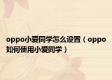 oppo小愛同學(xué)怎么設(shè)置（oppo如何使用小愛同學(xué)）
