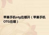 蘋果手機(jī)otg在哪開（蘋果手機(jī)OTG在哪）