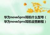 華為nova5pro耳機(jī)什么型號(hào)（華為nova5pro耳機(jī)設(shè)置教程）