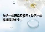微信一年提現(xiàn)限額嗎（微信一年提現(xiàn)限額多少）