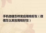 手機(jī)微信怎樣發(fā)應(yīng)用給好友（微信怎么發(fā)應(yīng)用給好友）