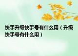 快手升級快手號有什么用（升級快手號有什么用）