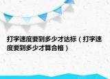 打字速度要到多少才達(dá)標(biāo)（打字速度要到多少才算合格）