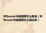 華為mate30返回鍵怎么取消（華為mate30返回鍵怎么調出來）