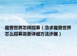 魔獸世界怎樣招募（急求魔獸世界怎么招募需要詳細(xì)方法步驟）