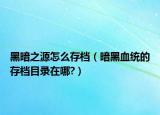 黑暗之源怎么存檔（暗黑血統(tǒng)的存檔目錄在哪?）