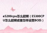 e5200cpu怎么超頻（E5300CPU怎么超頻或者怎樣設(shè)置BOIS）