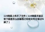 115網盤上傳不了文件（115網盤不能正常下載是怎么回事我已經將文件分享過N遍了）