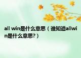 all win是什么意思（誰知道allwin是什么意思?）