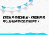 微信視頻號設(shè)為私密（微信視頻號怎么將視頻號設(shè)置私密賬號）