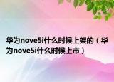 華為nove5i什么時候上架的（華為nove5i什么時候上市）