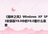 《雨林之風》Windows  XP  SP3安裝版Y8.0中的Y8.0是什么意思