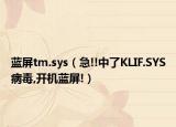 藍屏tm.sys（急!!中了KLIF.SYS病毒,開機藍屏!）